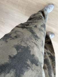 Print cargo barrel pants Azzurro - army green/grey