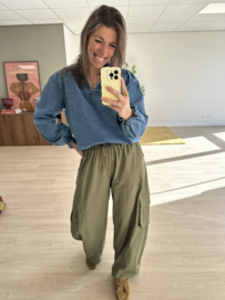 Denim ruffle blouse Azzurro - blue