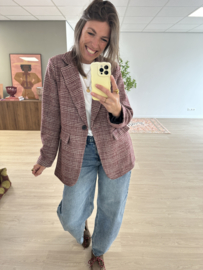 Check wool blazer - bordeaux