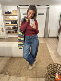 Rib longsleeve pull Azzurro - bordeaux