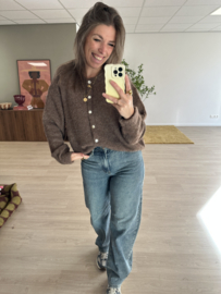 Knitted button cardigan - brown
