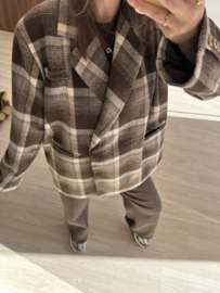Check oversized blazer Azzurro - dark brown