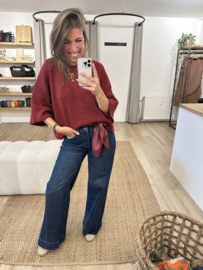 Basic knitted pull Azzurro - bordeaux