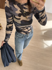 Camouflage cashmere longsleeve - blue