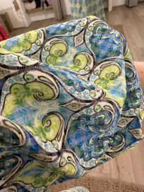 Print puff V-dress Azzurro - green