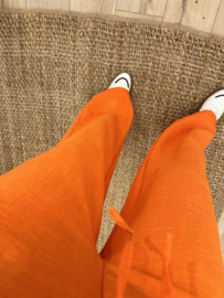 Summer straight pants Azzurro - orange