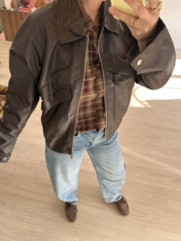 Leatherlook jacket Azzurro - dark brown