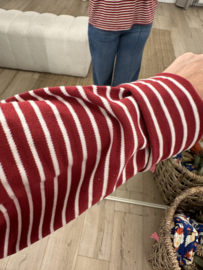 Stripe loose longsleeve Azzurro - dark red