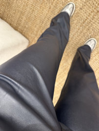 Leatherlook straight pants Azzurro - dark blue