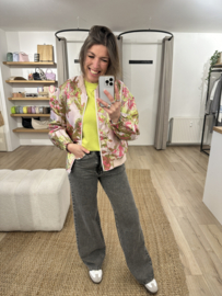 Button puff short pull Azzurro - lime