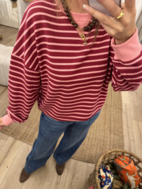 Stripe sweater pull Azzurro - bordeaux/pink light