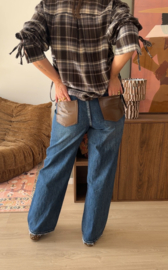 Straight pocket jeans Queen Hearts - dark blue