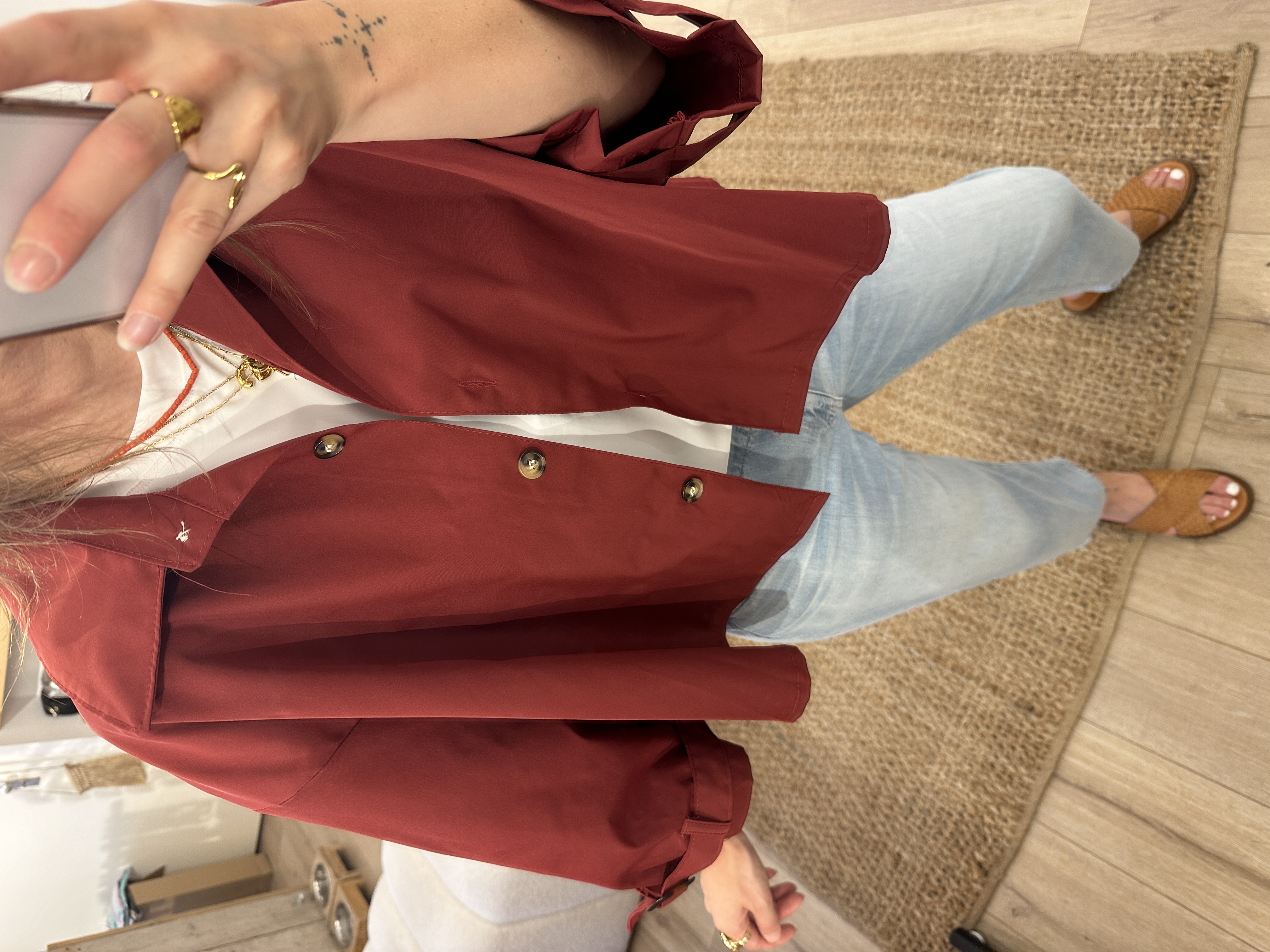 Wide short trenchcoat - bordeaux