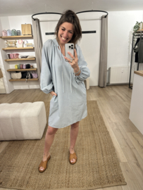 Stripe blouse dress Azzurro - blue