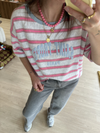 Saint tropez stripe jog tee - grey