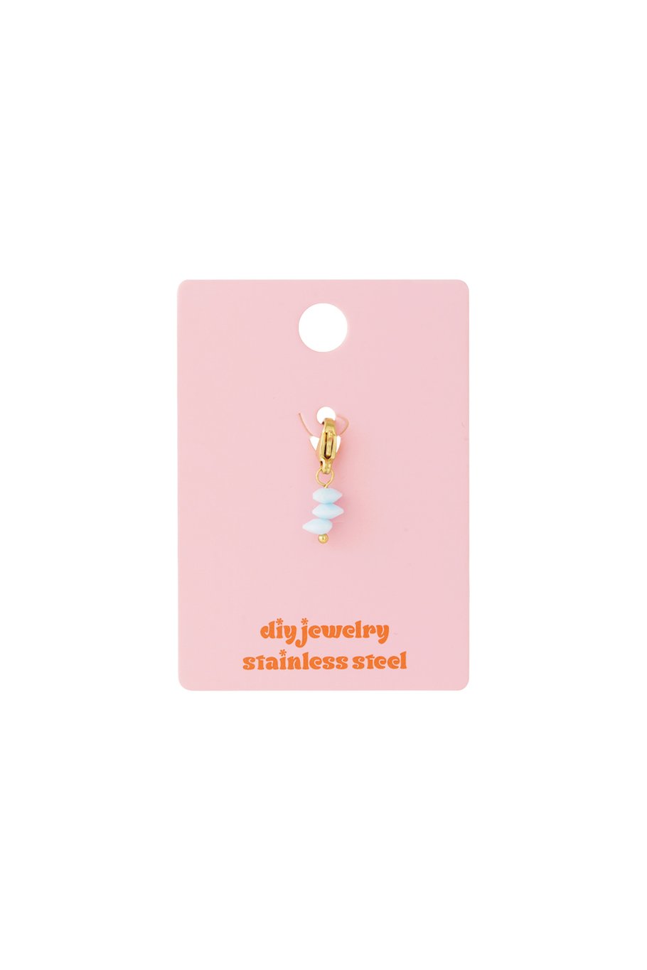 Triple stone jewelry charm - gold/baby blue
