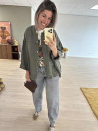 Linen blouse jacket - army green