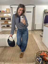 Stripe loose longsleeve Azzurro - dark blue