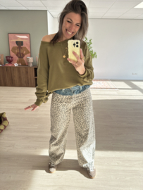 Panter wide leg jeans Queen Hearts - beige