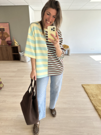 Double stripe wide shortsleeve - yellow