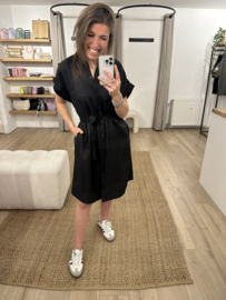 Basic pocket dress Azzurro - black