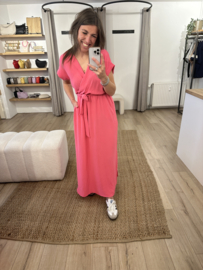Basic maxi overlay dress Azzurro - pink