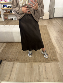 Satinlook skirt - dark brown