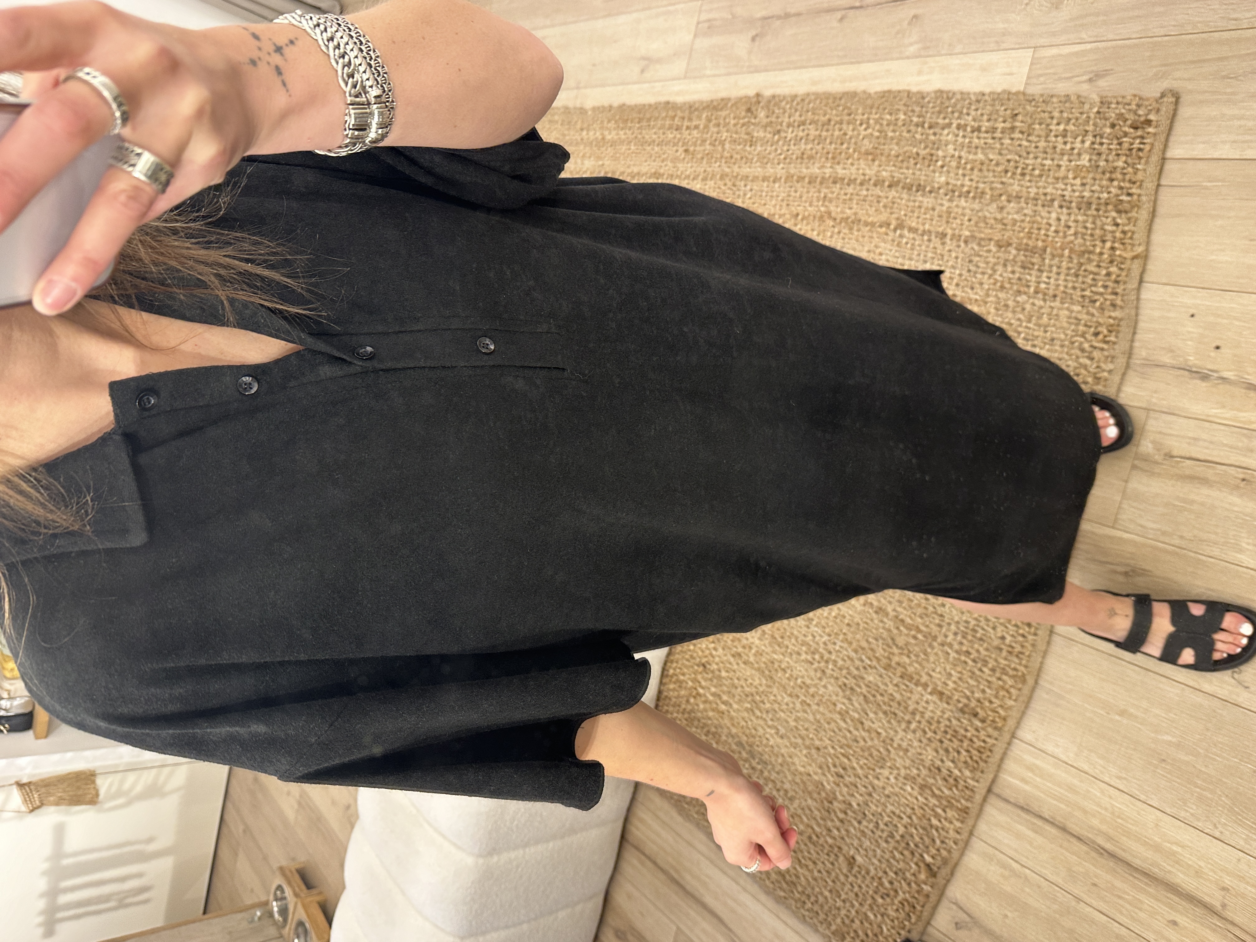 Terry split polo dress Azzurro - black