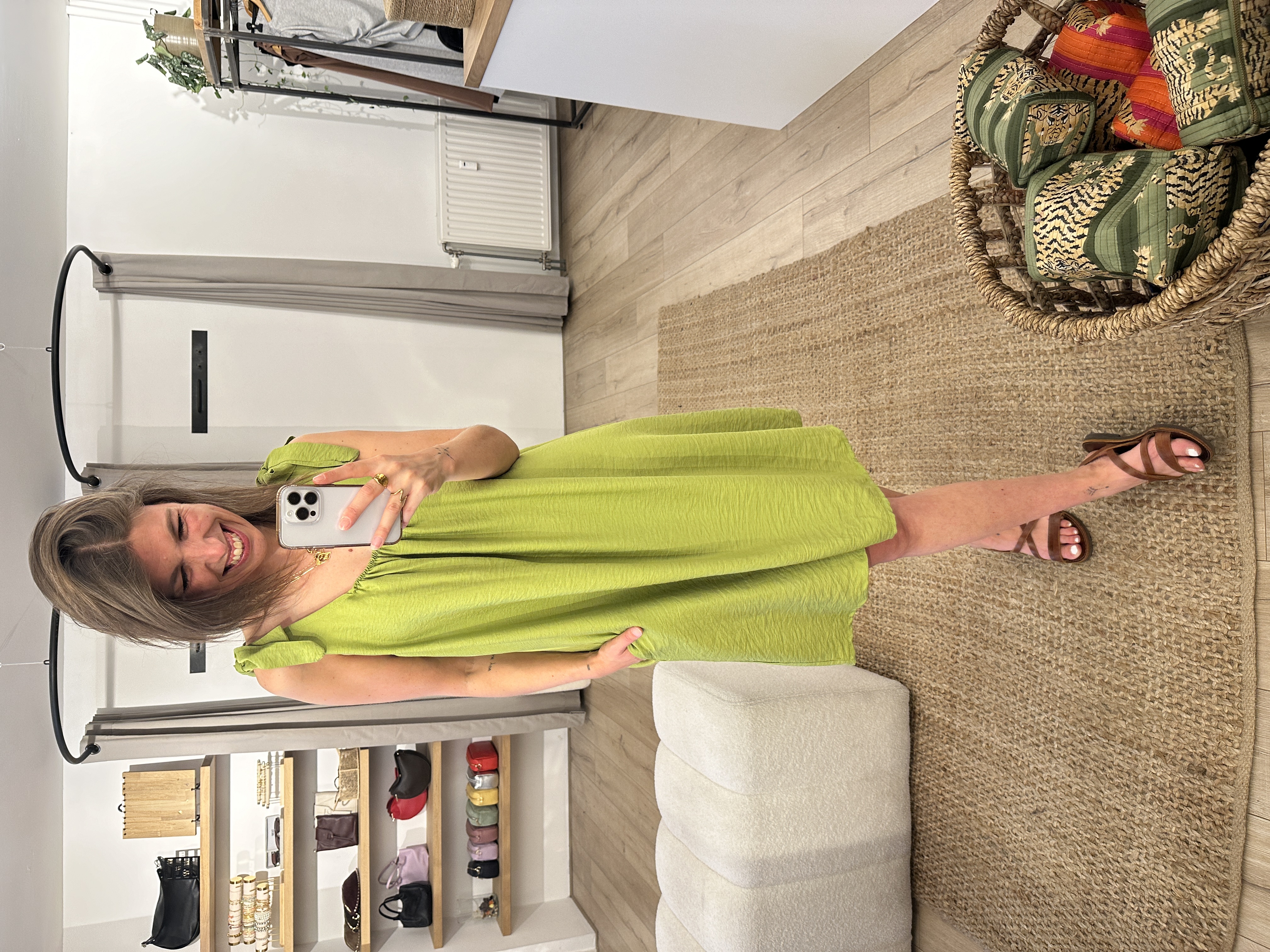 Bow short dress Azzurro - green