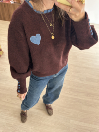 Heart button pull Azzurro - bordeaux