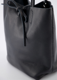 Mini leather shopper bag - black