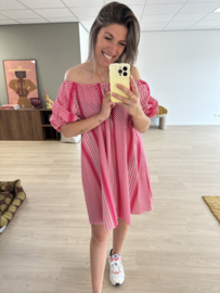 Print off shoulder dress 2.0 - pink