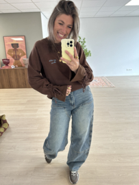 Bow cotton sweater Azzurro - dark brown
