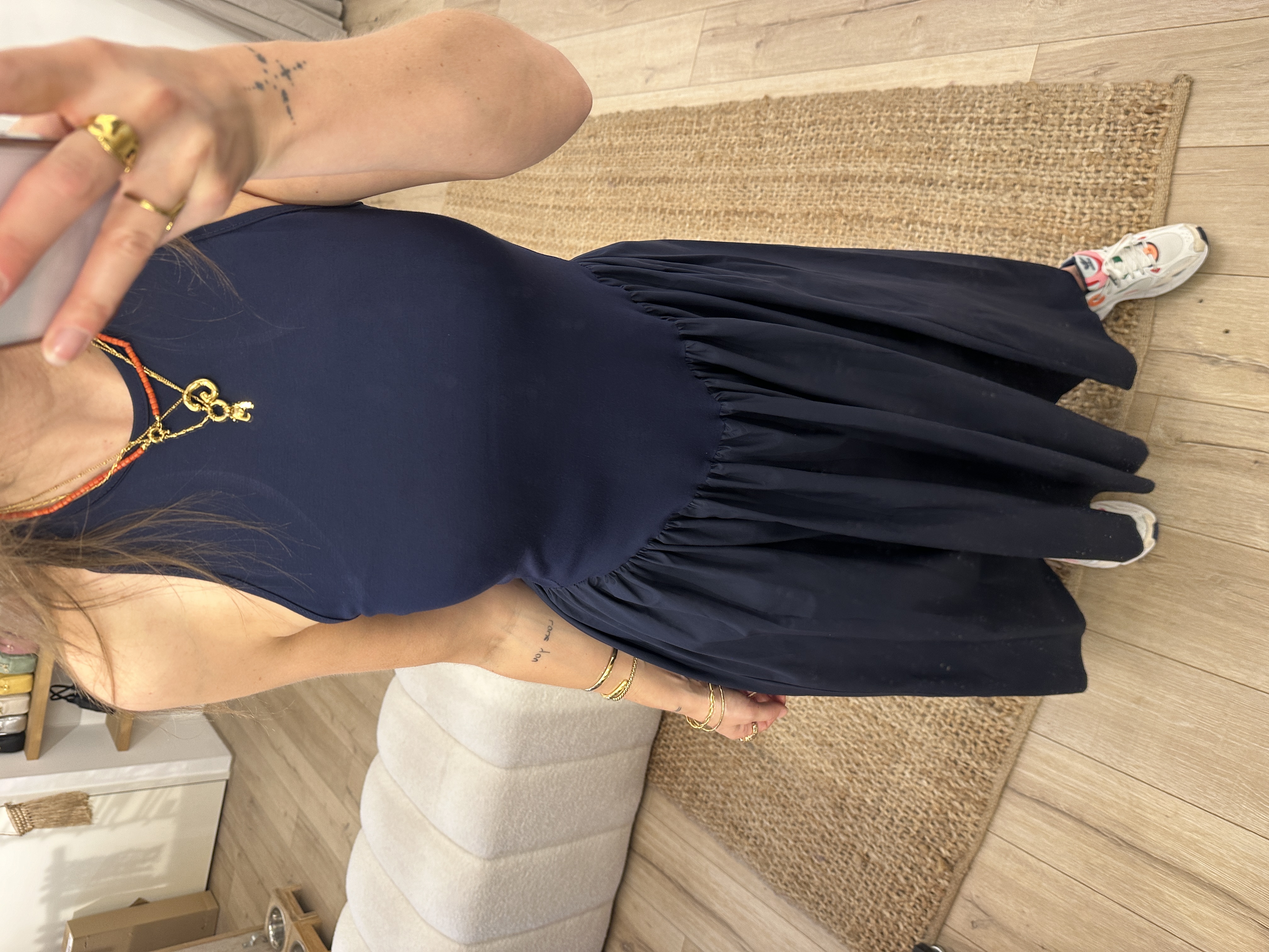Cotton peplum dress - dark blue
