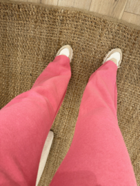 Cotton straight pants Azzurro - pink