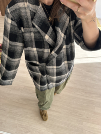 Check oversized blazer Azzurro - black