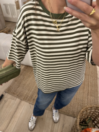 Stripe wide shortsleeve Azzurro - army green