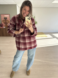 Check oversized blazer Azzurro - bordeaux