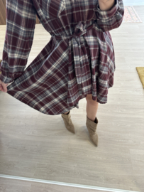 Check blouse dress - bordeaux