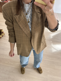 Check button blazer Azzurro - camel/beige