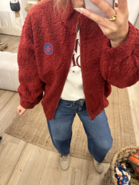 Teddy jacket Azzurro - dark red