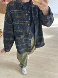 Check autumn blouse - dark blue