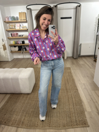 Cotton print blouse - purple