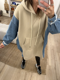 Denim sweaterdress - beige