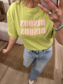 Bisous tee Ambika - green/pink