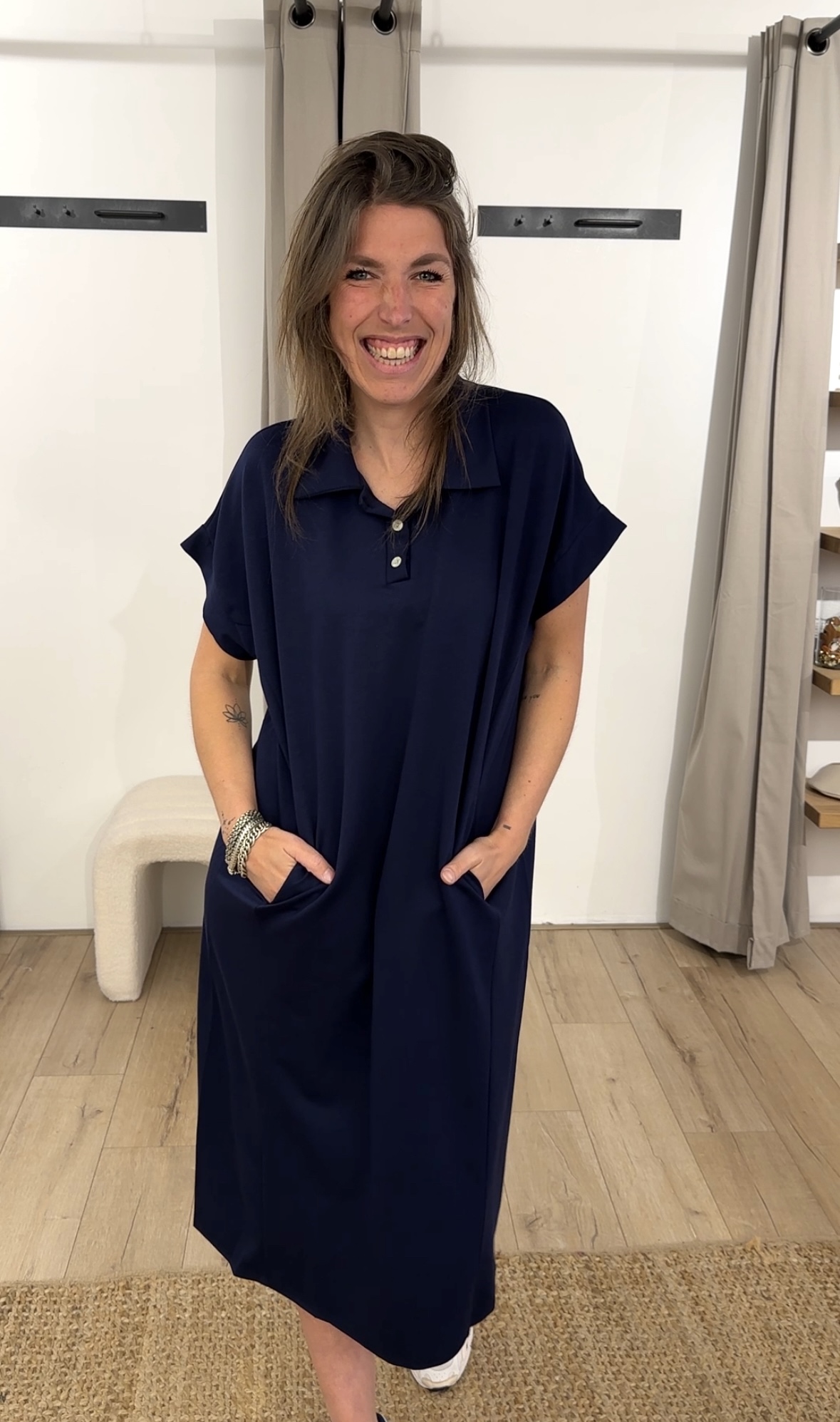 Polo pocket dress - dark blue