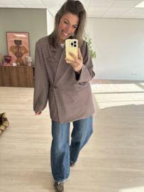 Check split blazer - brown