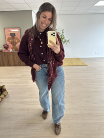 Knitted button cardigan - bordeaux