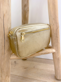 Leather classic crossbody bag - gold