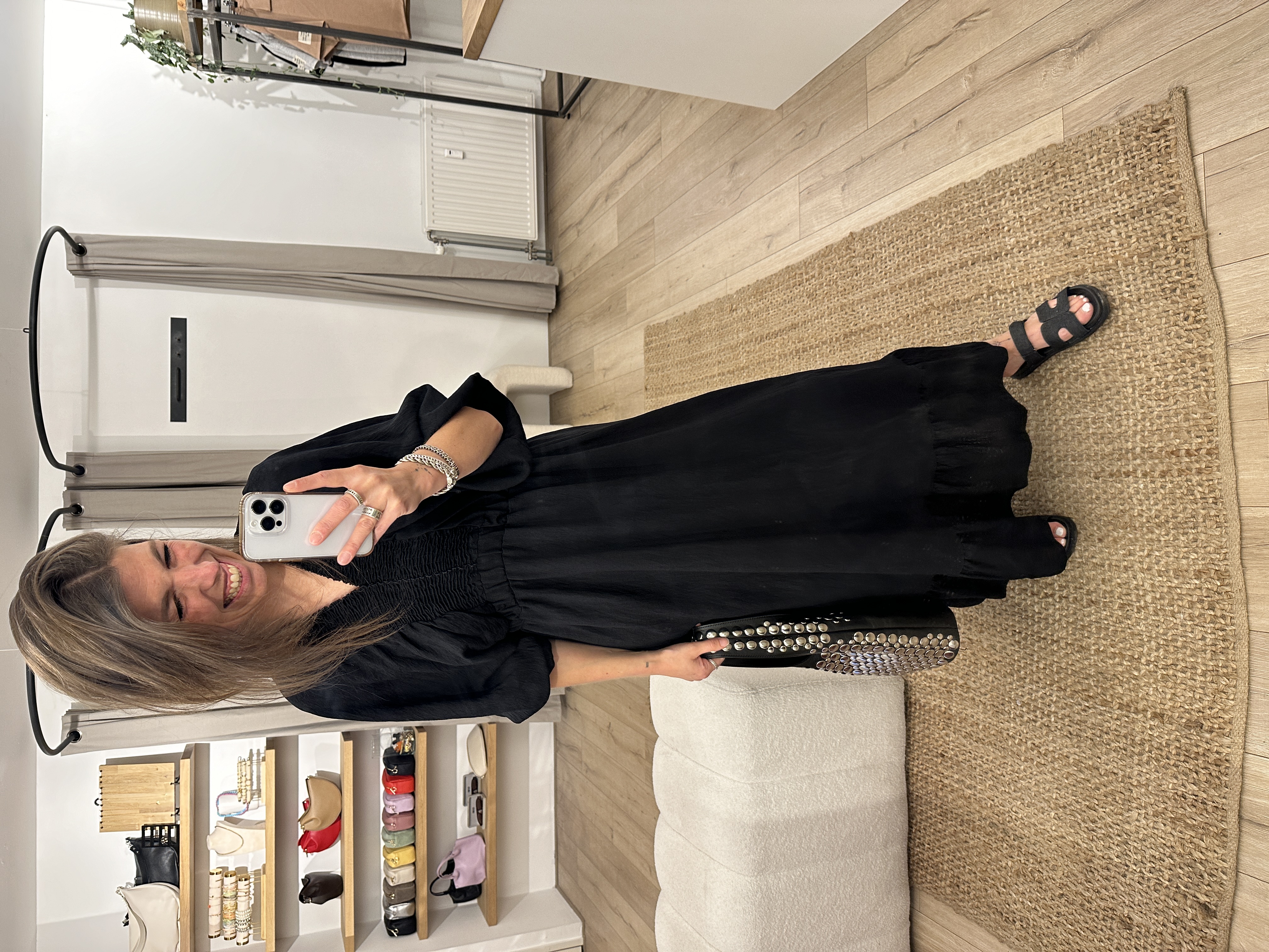 Maxi smog dress Azzurro - black